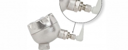 Produktbild eines hygienegerechten m12 Anschlussstecker mit Lupenbild