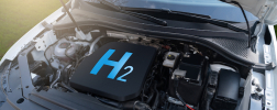 The car with the engine on hydrogen fuel