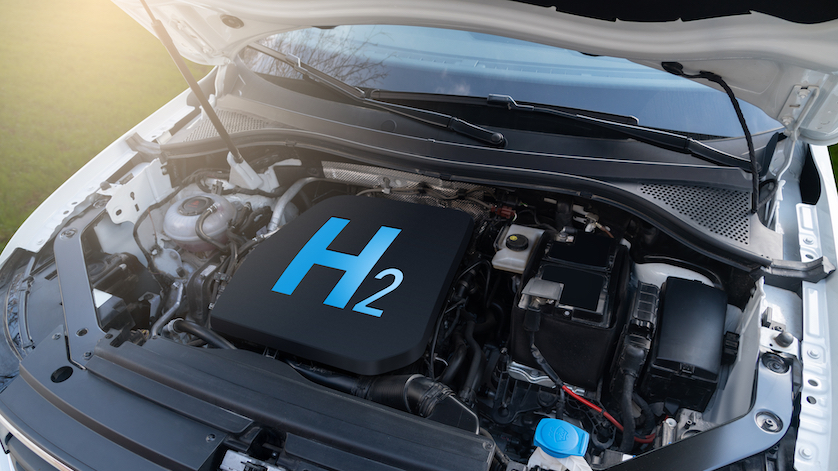 The car with the engine on hydrogen fuel